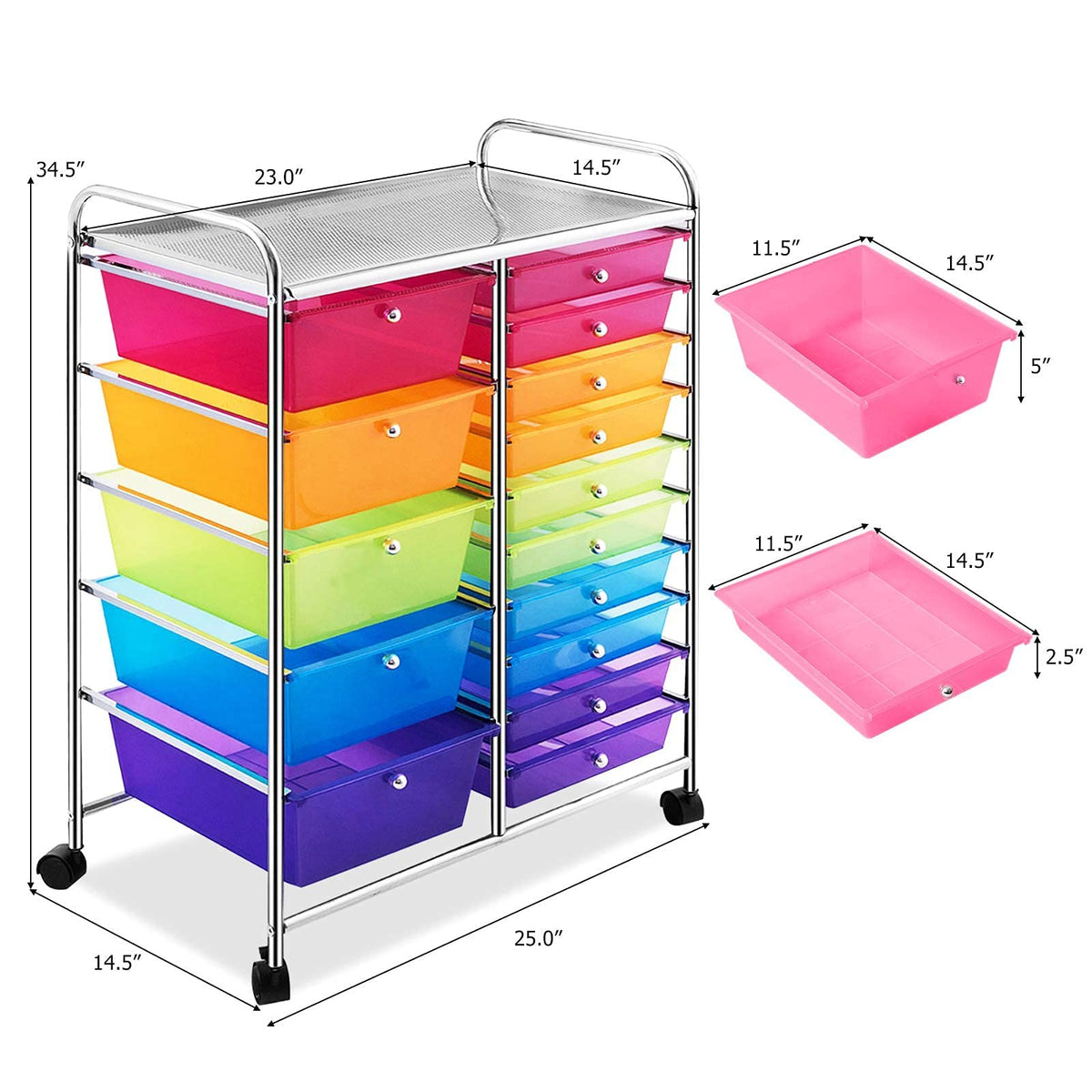 15 Drawer Rolling Storage Cart with Wheels E106
