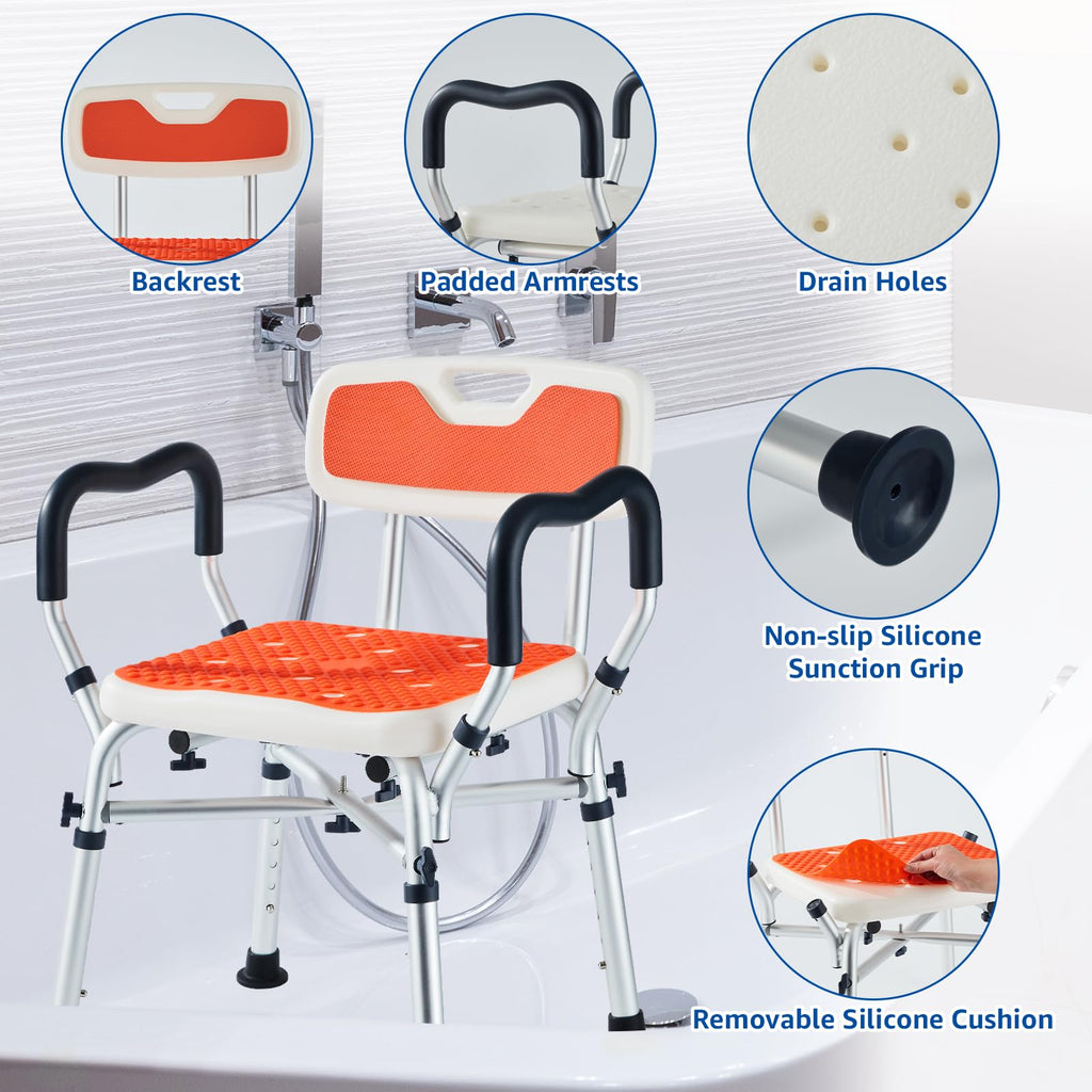 Padded Shower Chair with Arms and Back Q7437