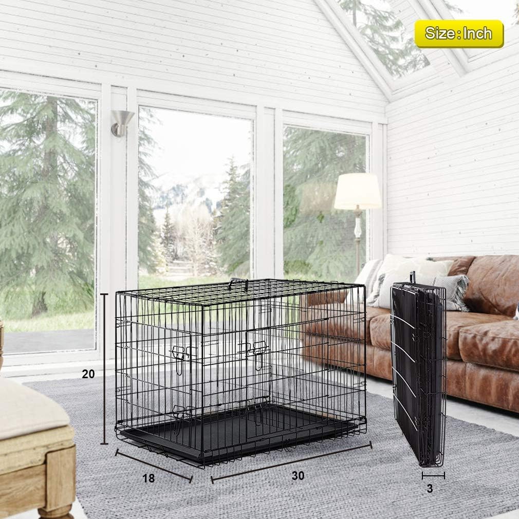 48 Inch Folding Metal Double Door Dog Crate with Divider Panel N444