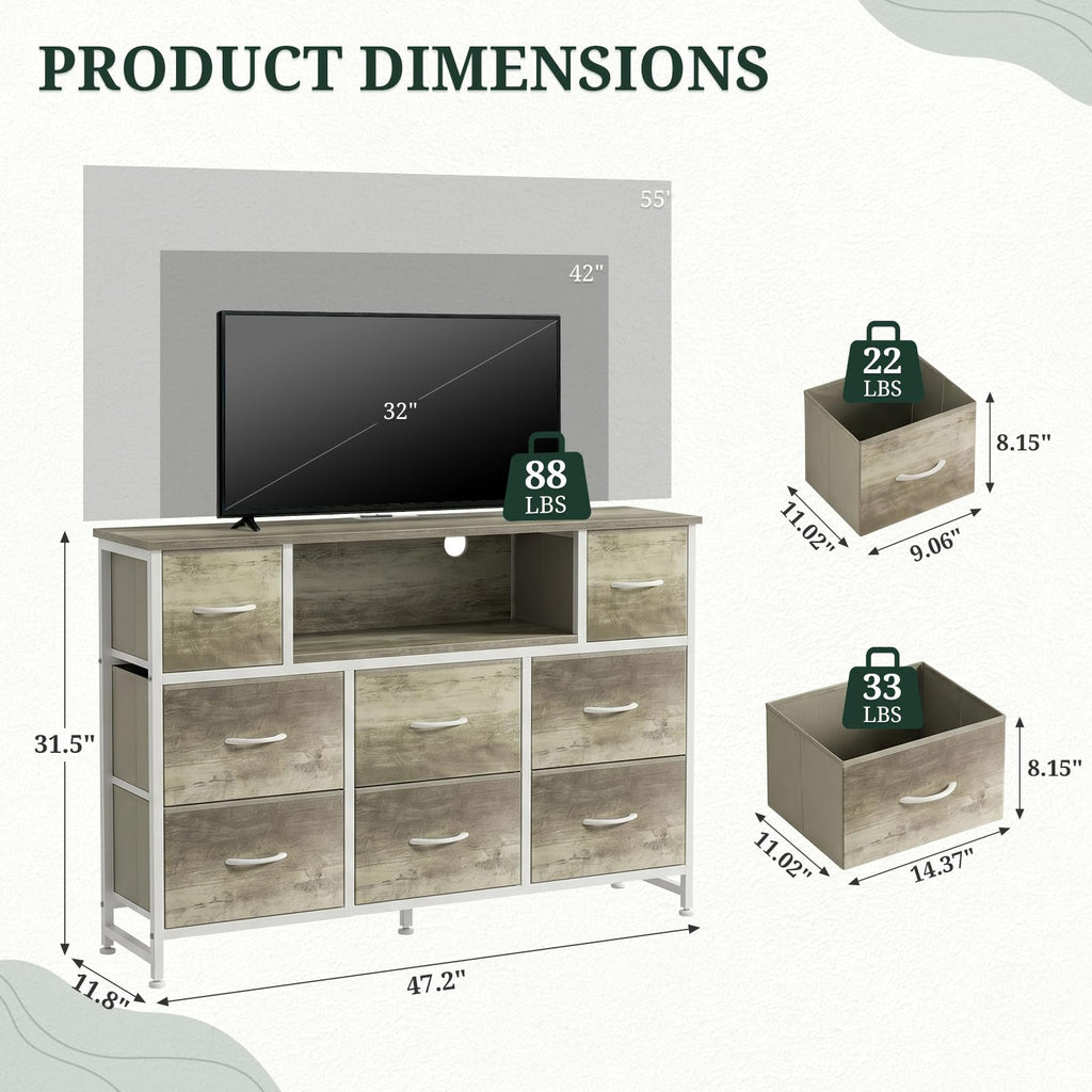8 Drawer TV Stand with Charging Station F71389