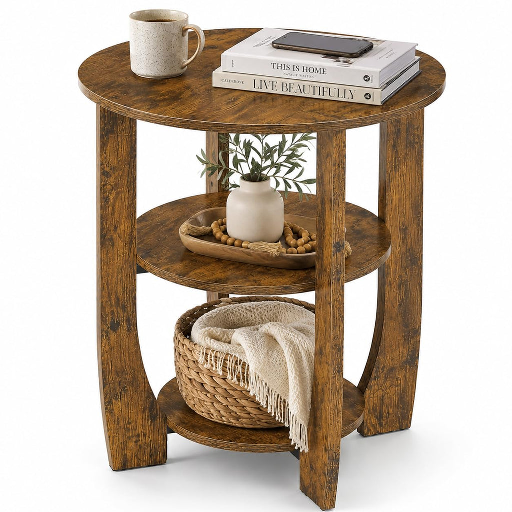 Rustic Brown 19.7 inch Round Side Table U504