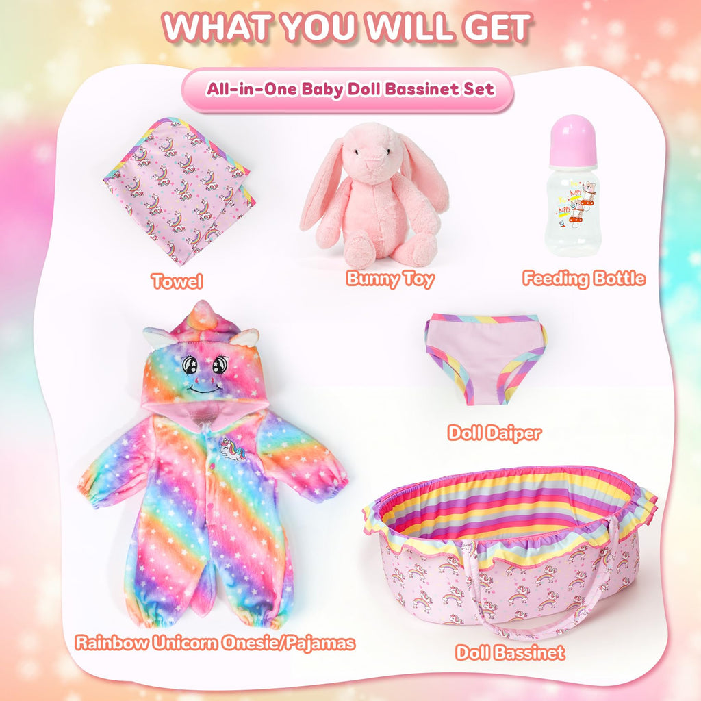 Baby Doll Clothes Outfit Set with Bassinet D247945