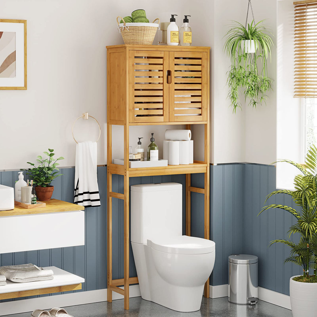 Over The Toilet Storage Cabinet with Adjustable Shelves Bamboo K54223