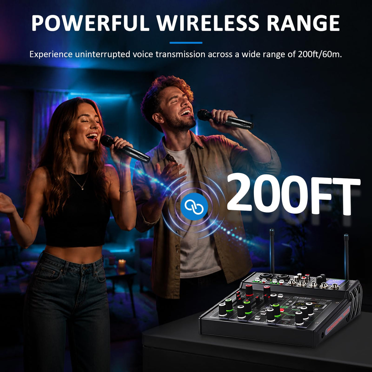4 Channel Karaoke Mixer with 2 Wireless Microphones L246200