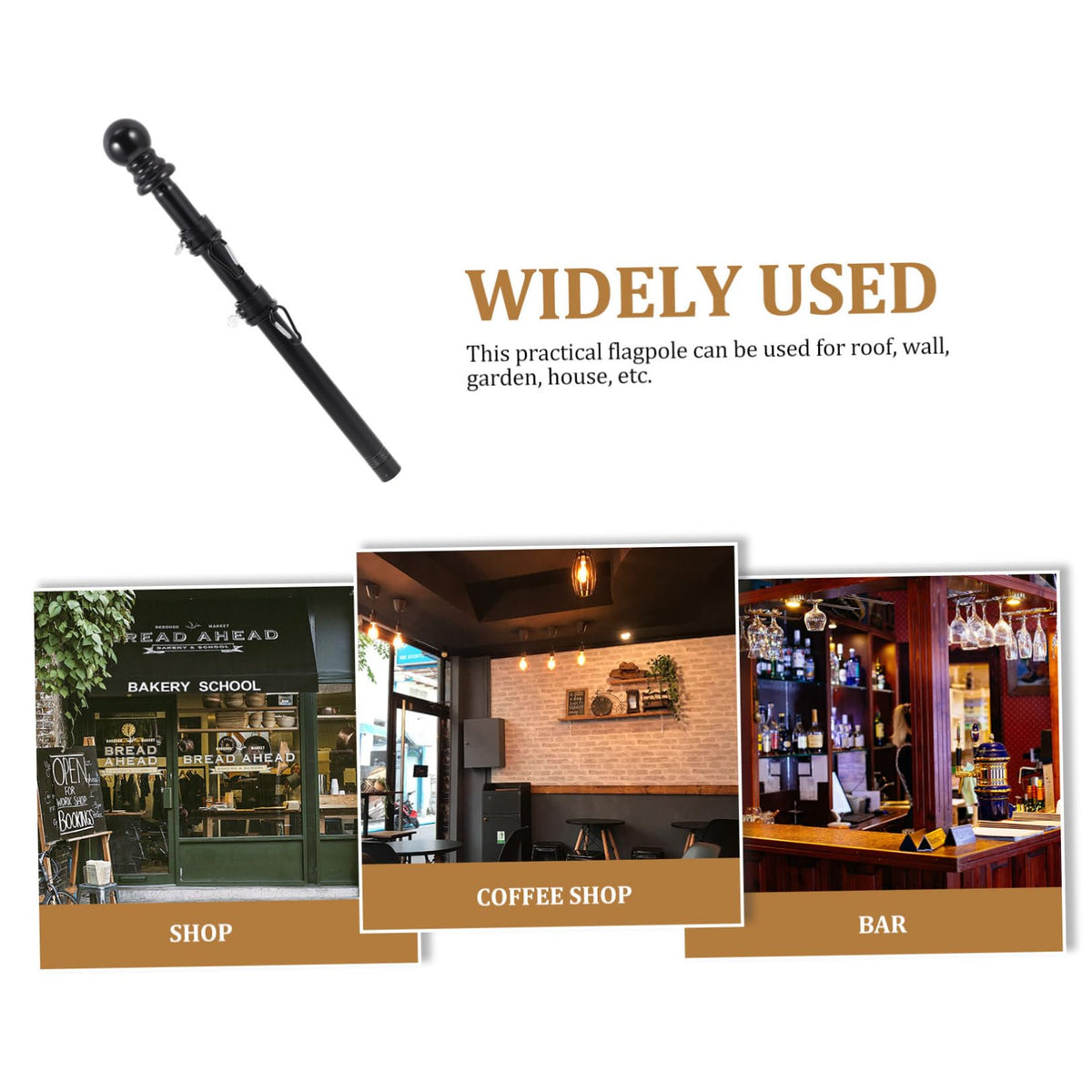 Black Stainless Steel Rotating Flagpole Holder Set B768