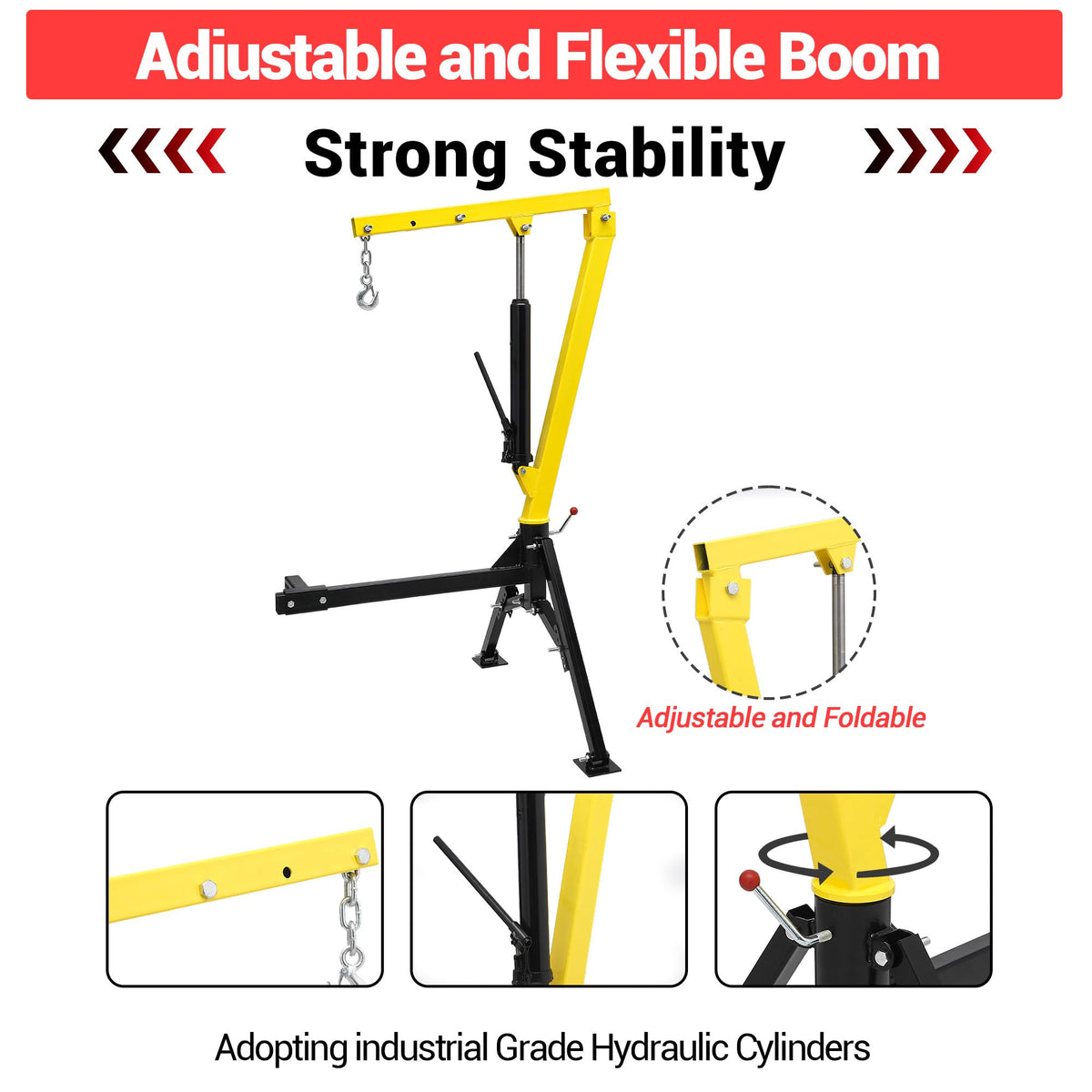 1000 lbs 360° Swivel Hydraulic Pickup Truck Crane A692219