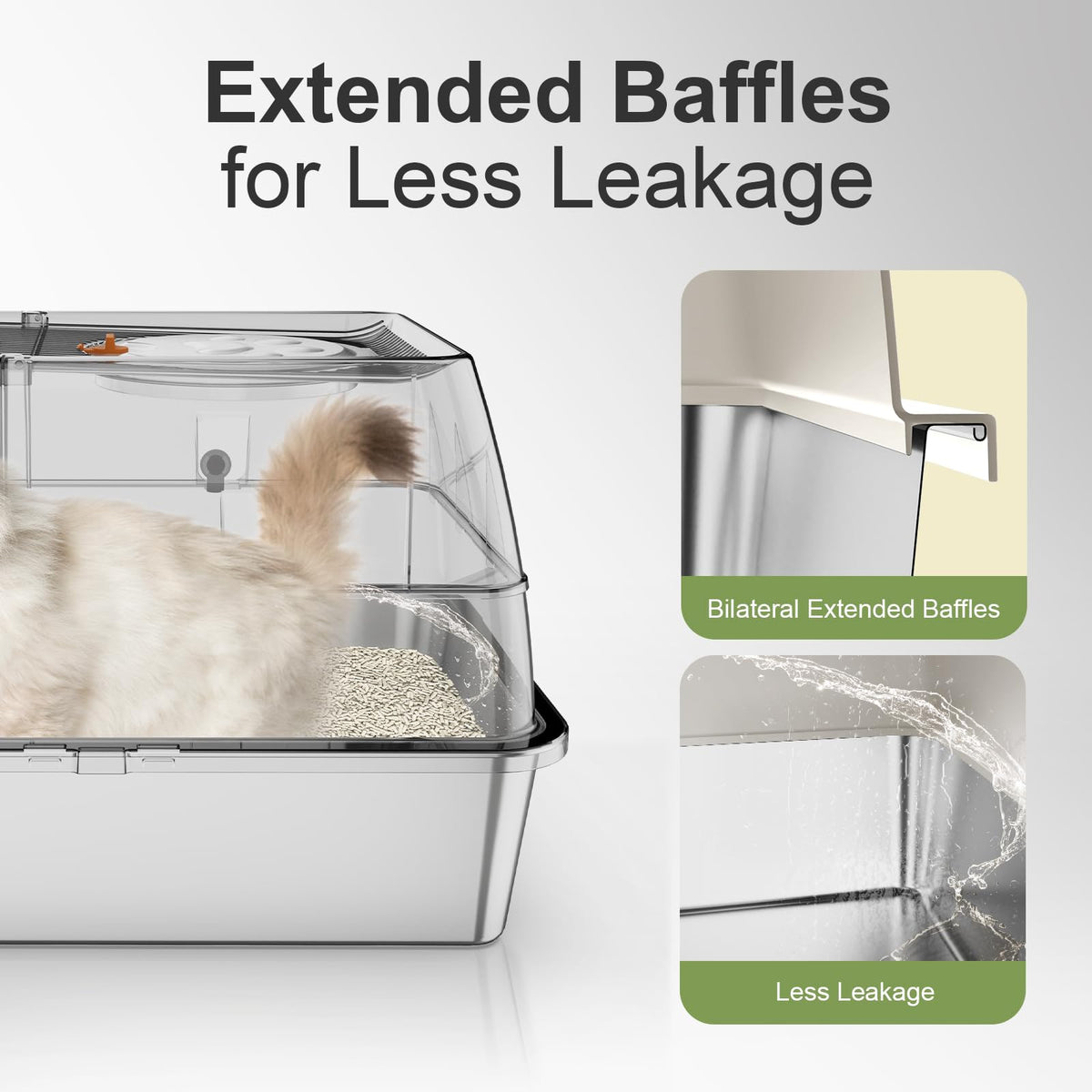 XL Stainless Steel Enclosed Litter Box with Lid H4721