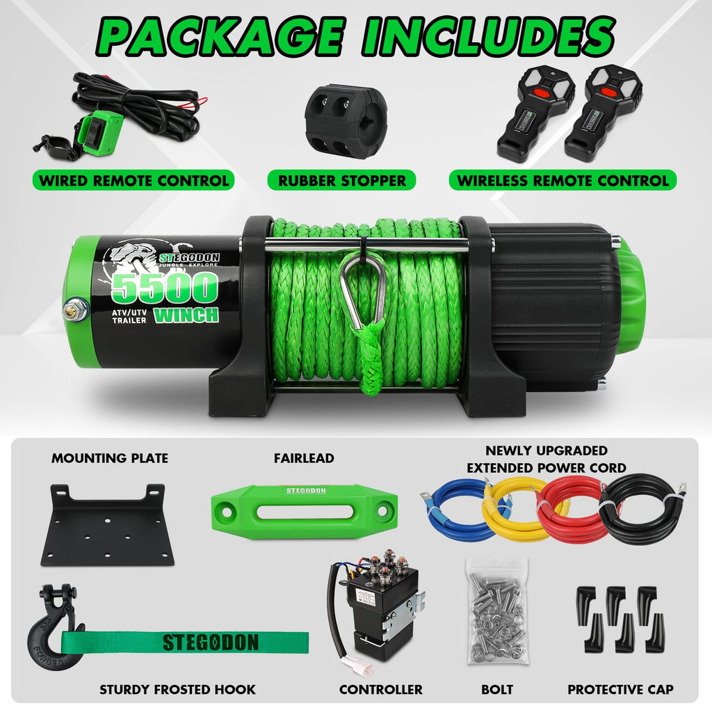 12V Electric Winch with Synthetic Rope and Wireless Remote Z698