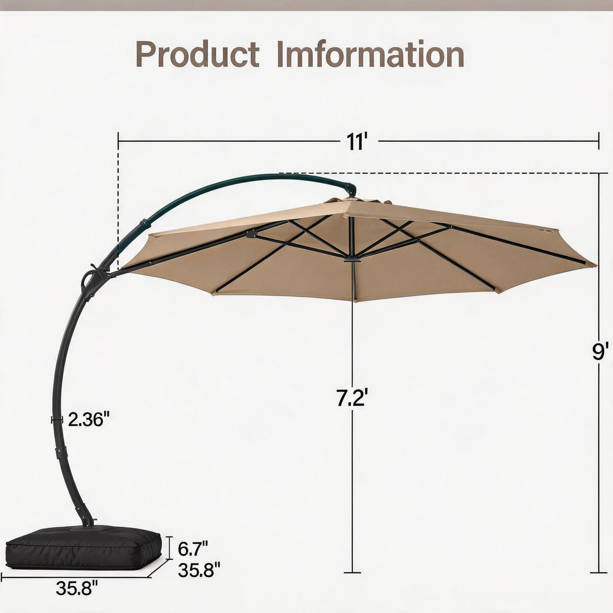 Patio Cantilever Umbrella with Base M3415