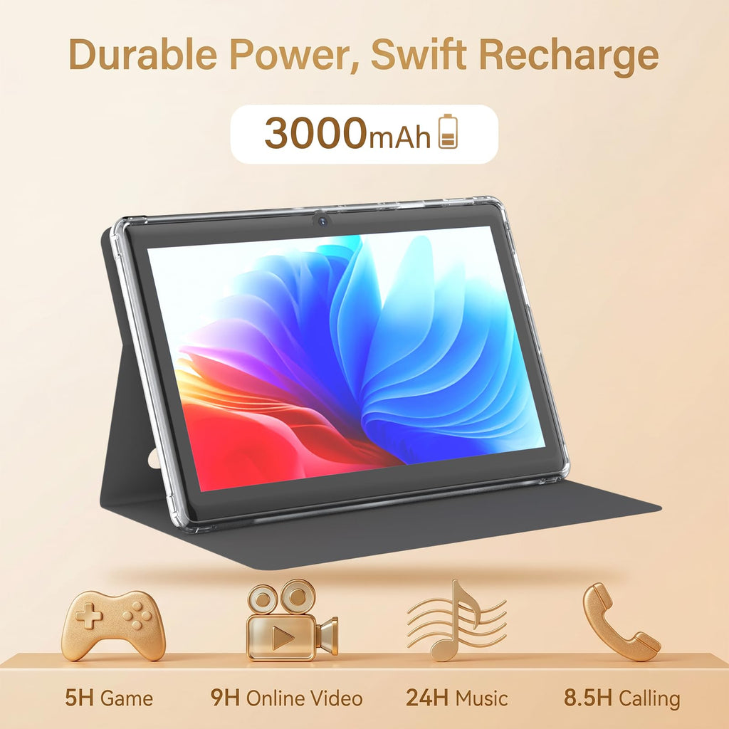 7 Inch Android Tablet with Protective Case, 8GB RAM 32GB ROM S4271