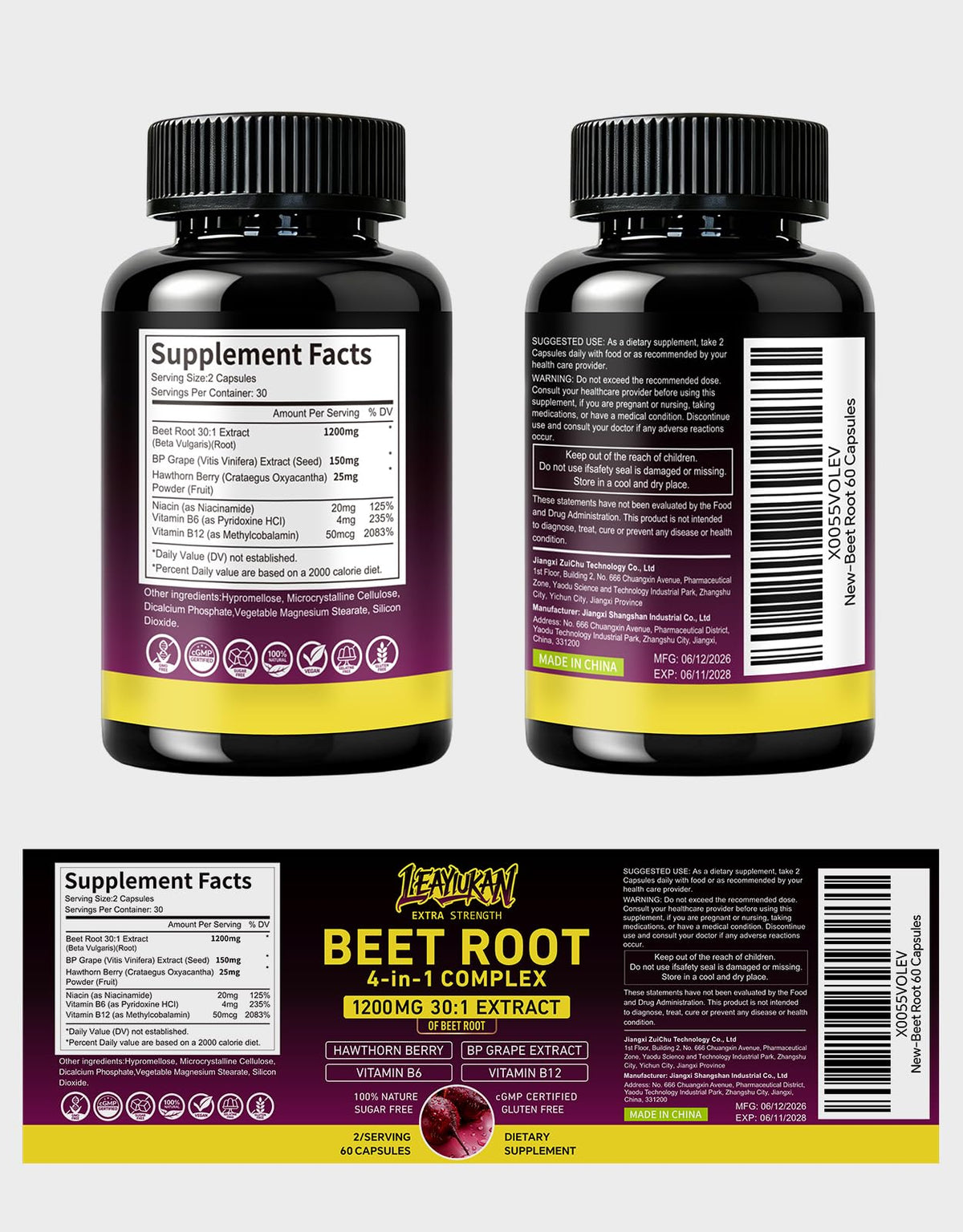 Beet Root Capsules 1200mg 60 Count E284773