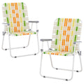 Set of 2 Yellow & Green Folding Patio Chairs X18448