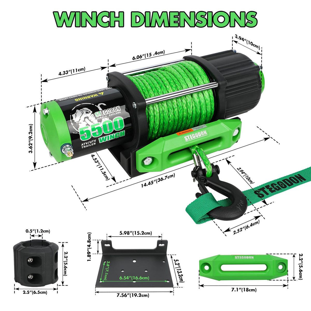 12V Electric Winch with Synthetic Rope and Wireless Remote Z698