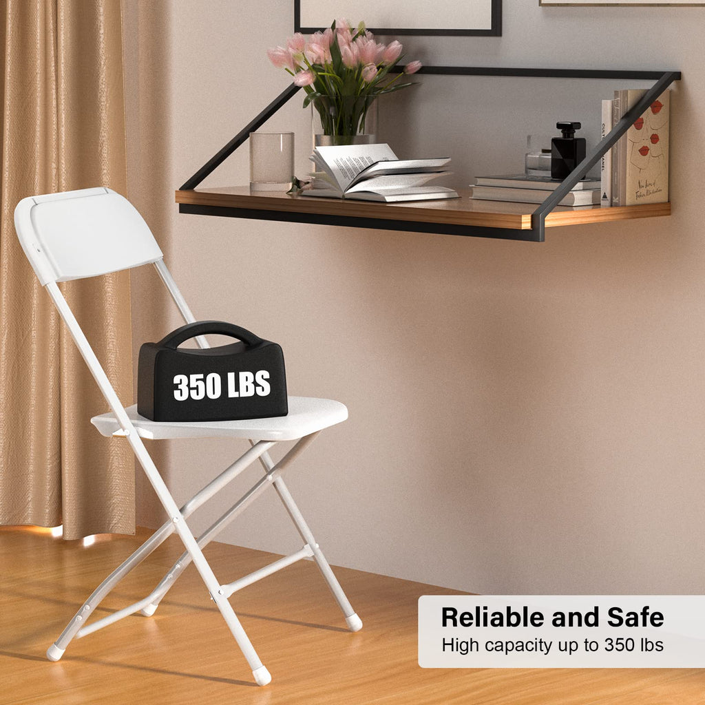 White Plastic Folding Chairs, Set of 2, Steel Frame L7394
