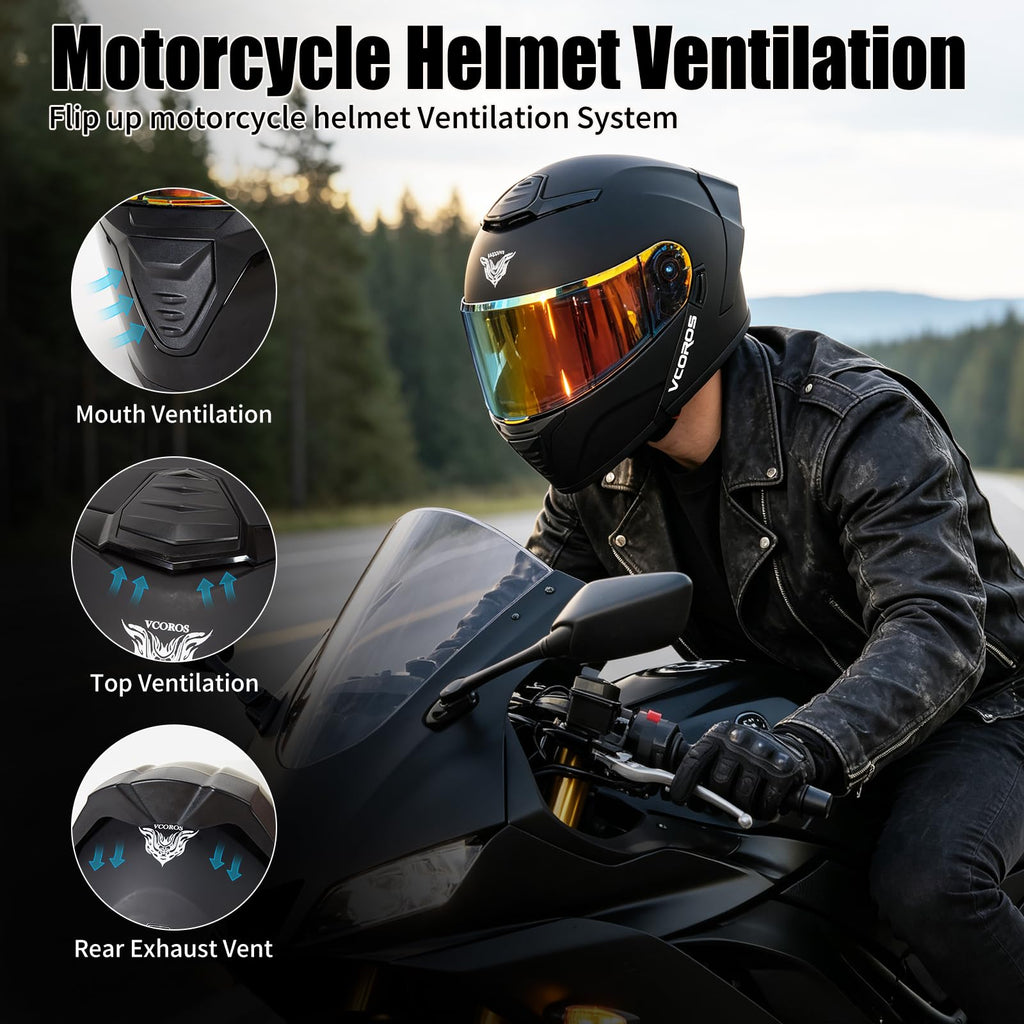 Flip Up Modular Motorcycle Helmet Dual Visor L157