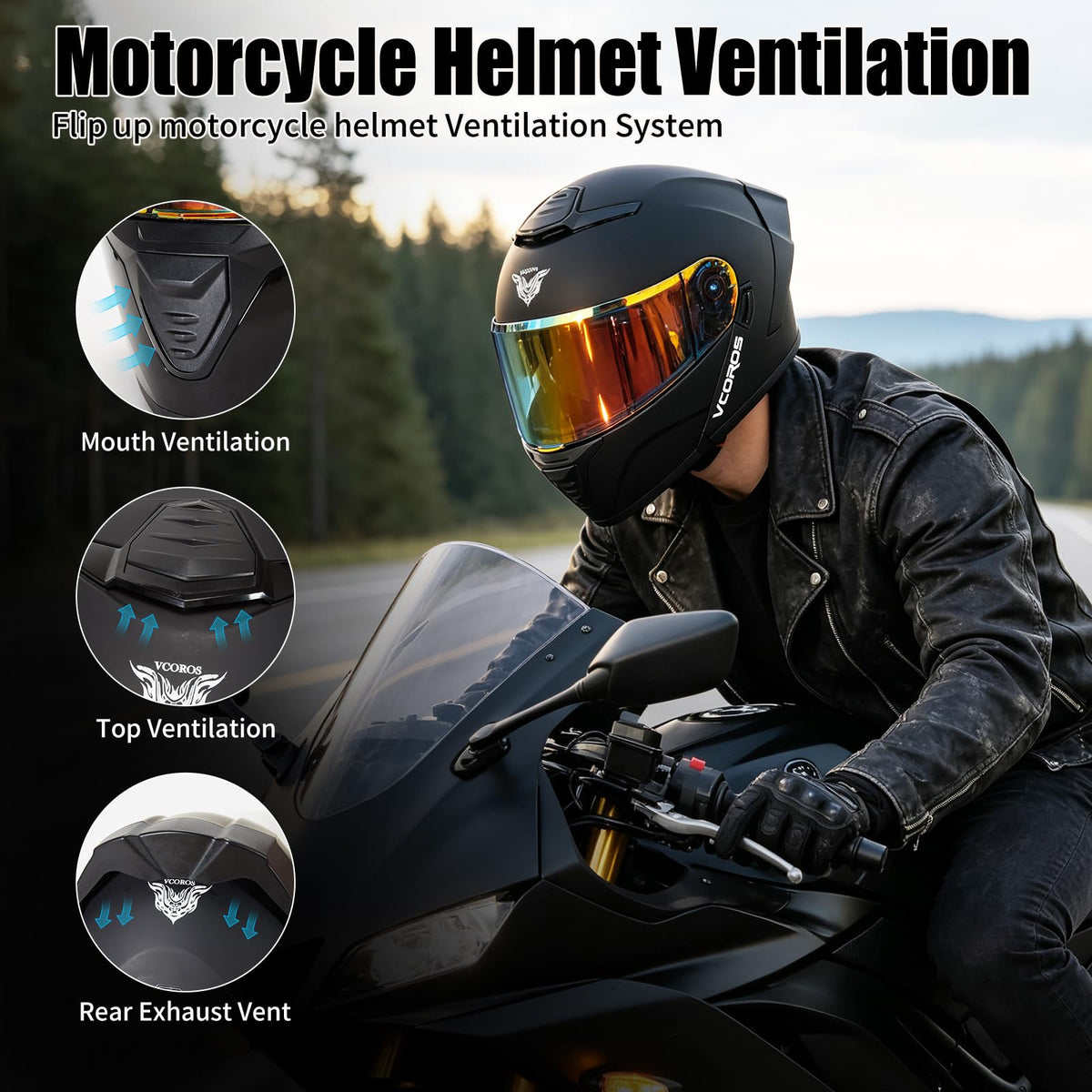 Flip Up Modular Motorcycle Helmet Dual Visor L157