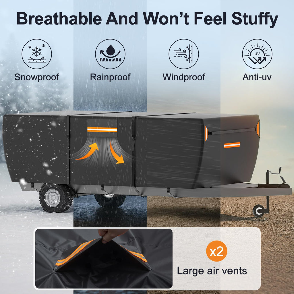12-14 ft Pop Up Camper Cover 7 Layers Oxford Waterproof V646044