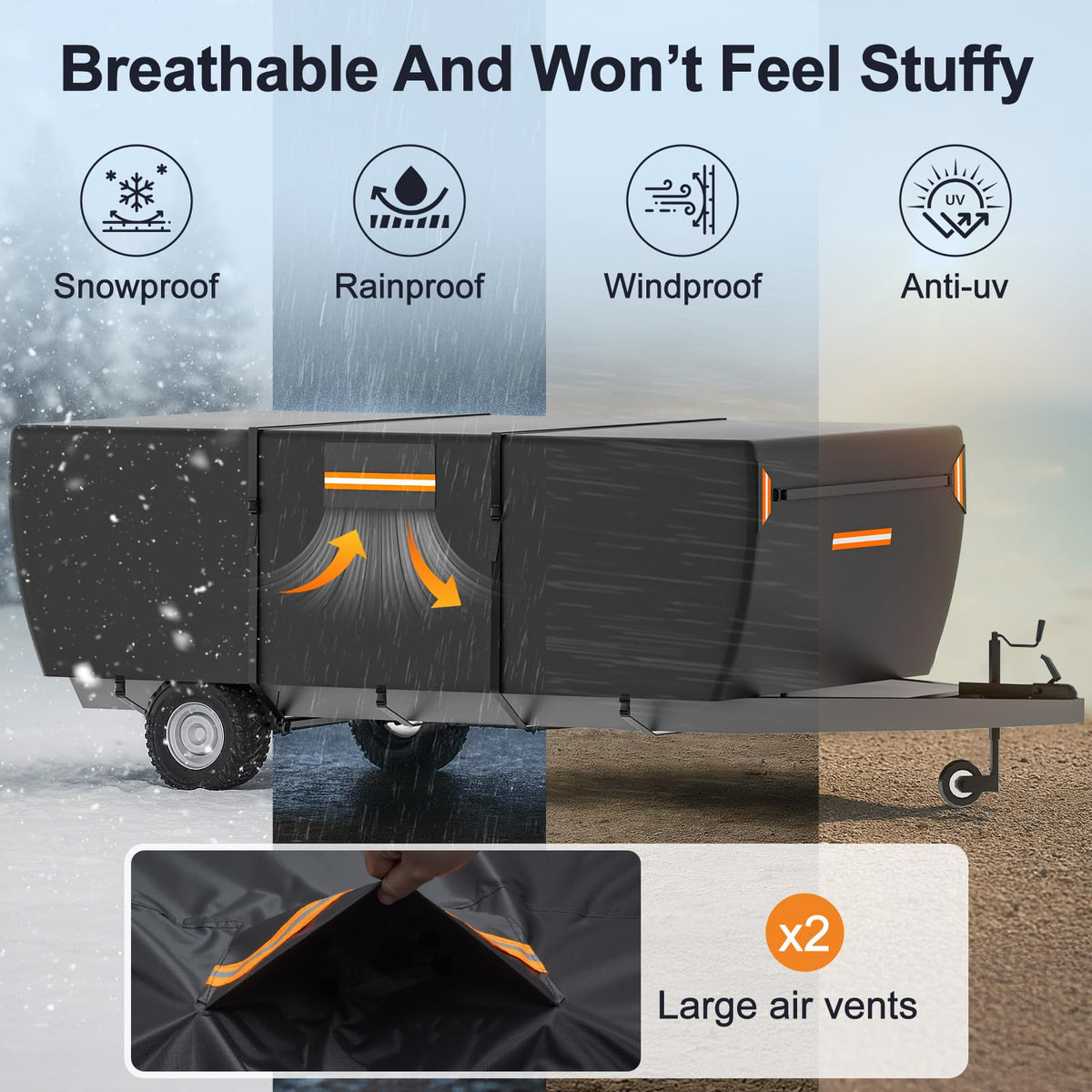 12-14 ft Pop Up Camper Cover 7 Layers Oxford Waterproof V646044