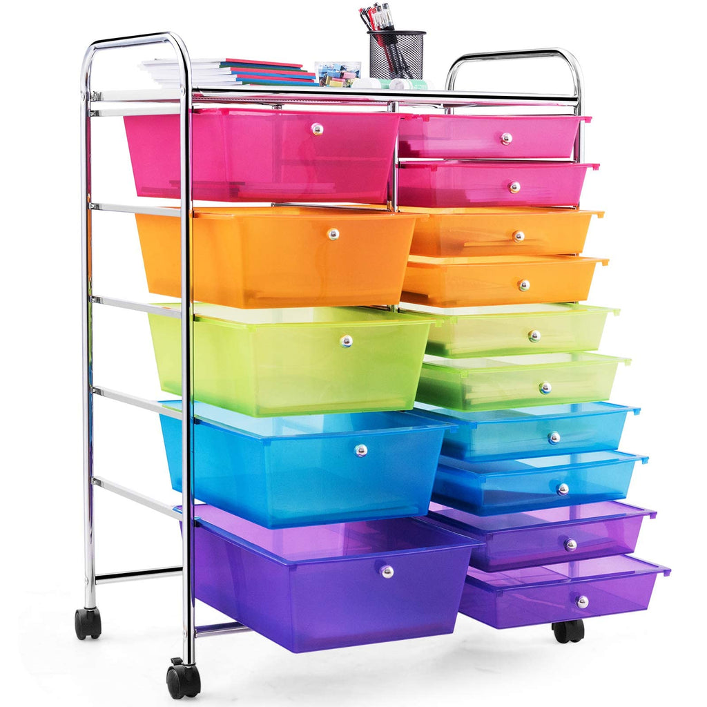 15 Drawer Rolling Storage Cart with Wheels E106