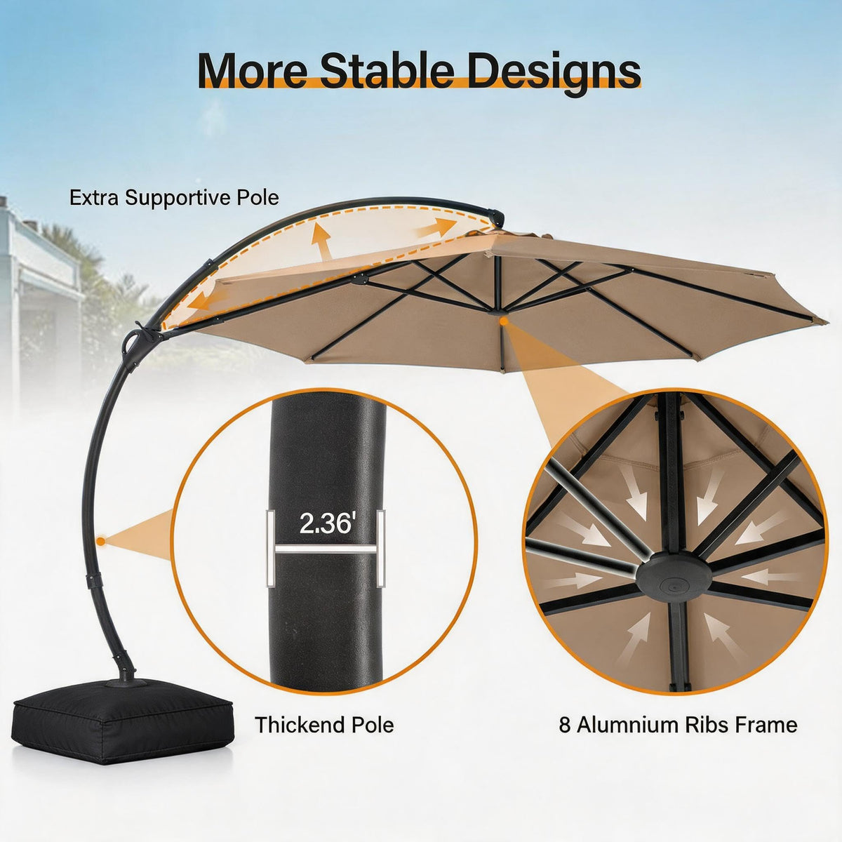 Patio Cantilever Umbrella with Base M3415