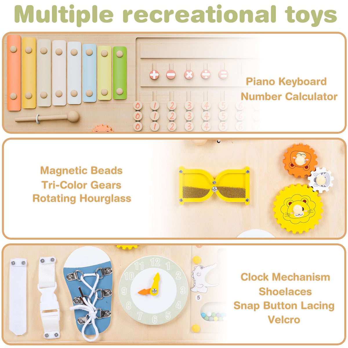 Foldable Wooden Baby Playpen with Toy Set P756236