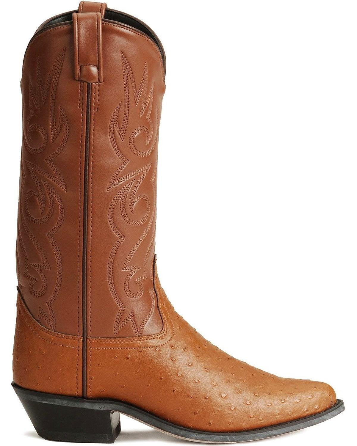 Cognac Ostrich Print Cowboy Boots F5189