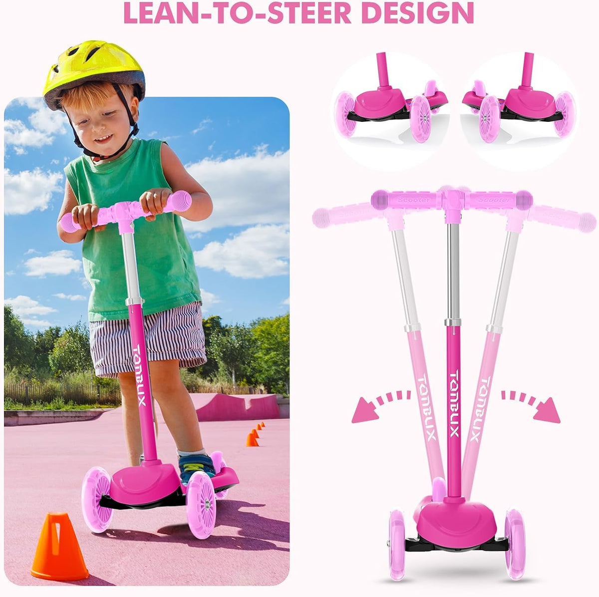 Kids 3-Wheel Scooter with Light-Up Deck and Wheels G272