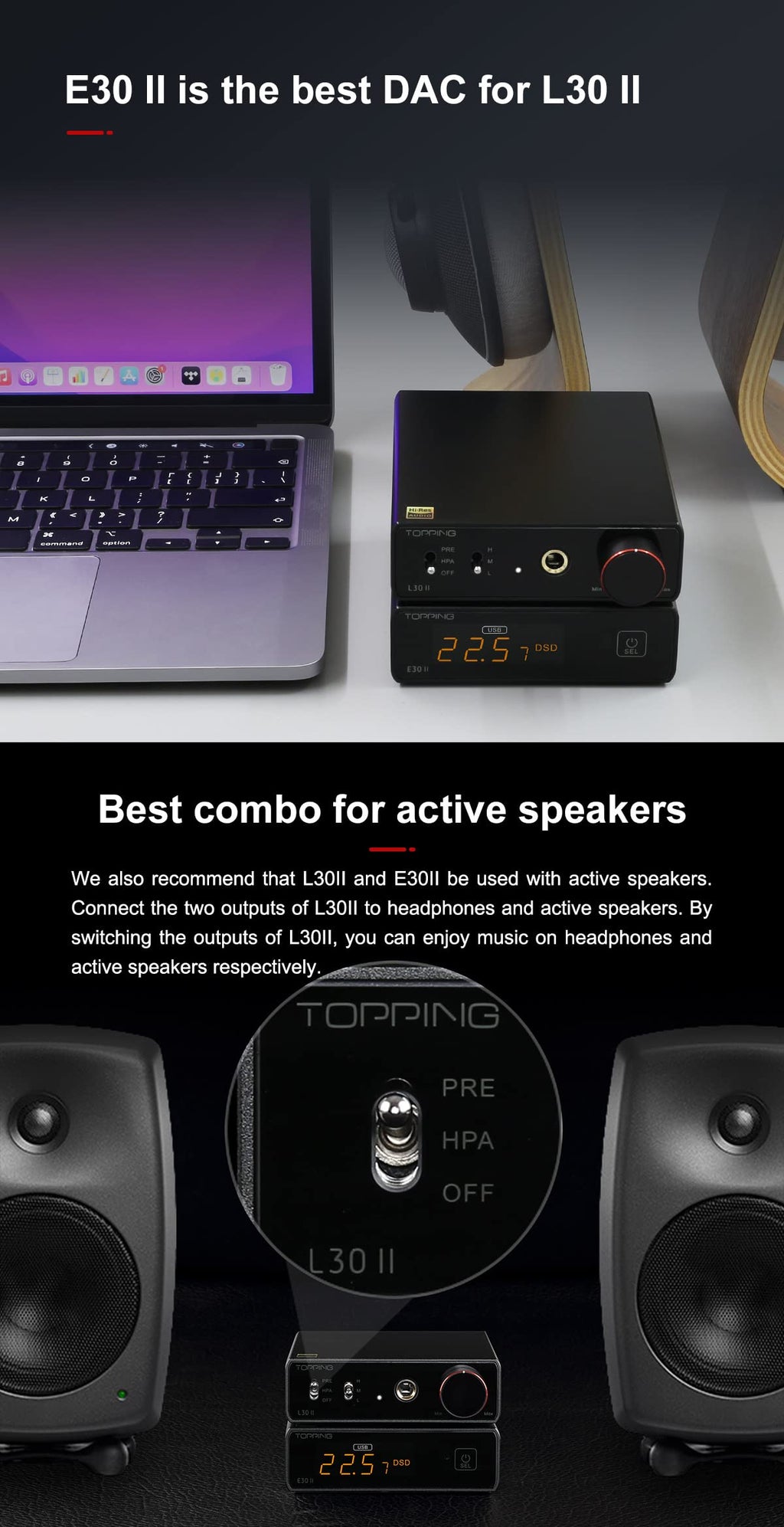 Topping E30 II DAC Preamp Audio Decoder + Topping L30II NFCA Linear Headphone Amp S9341