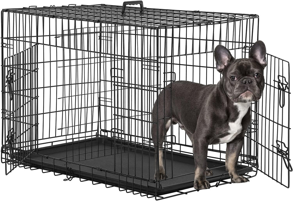 48 Inch Folding Metal Double Door Dog Crate with Divider Panel N444