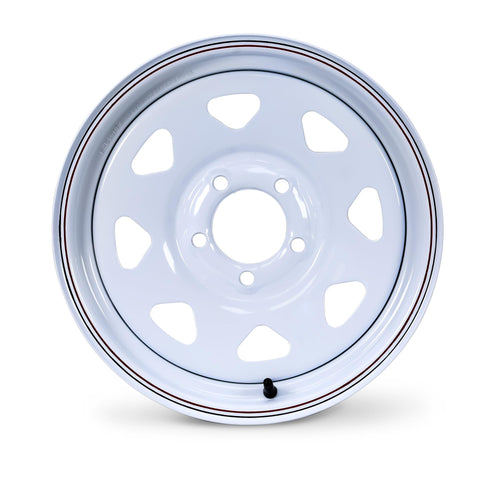 15X5 Trailer Wheel 5 Lug on 4.5" Bolt Pattern White Spoke Rim N9183