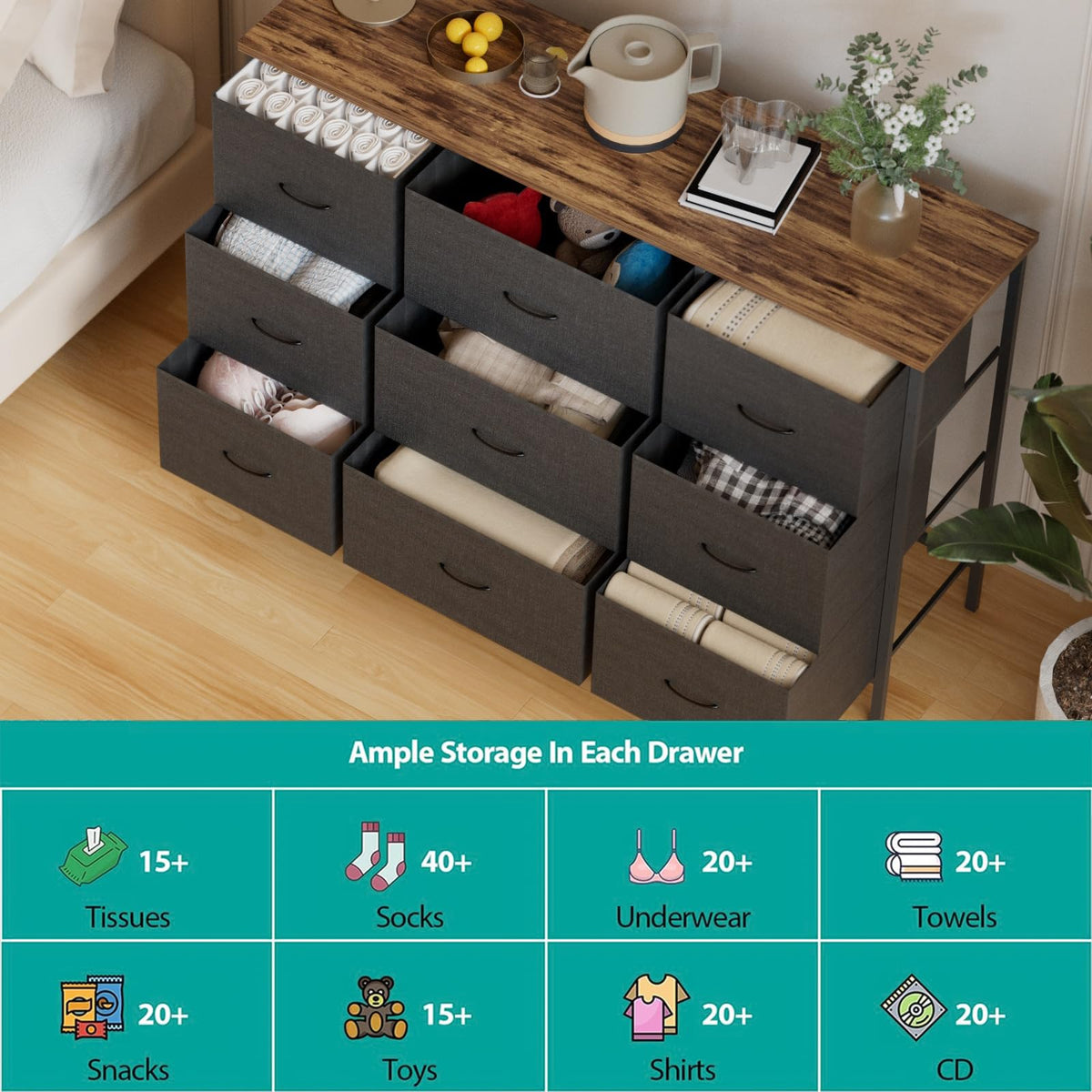 Black 9 Drawer Dresser D876730