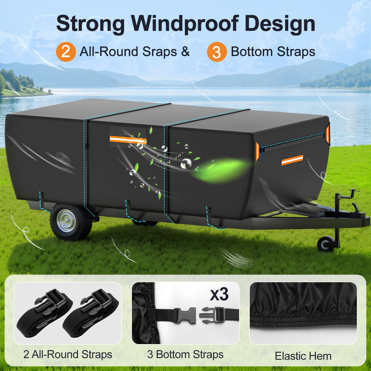 12-14 ft Pop Up Camper Cover 7 Layers Oxford Waterproof V646044