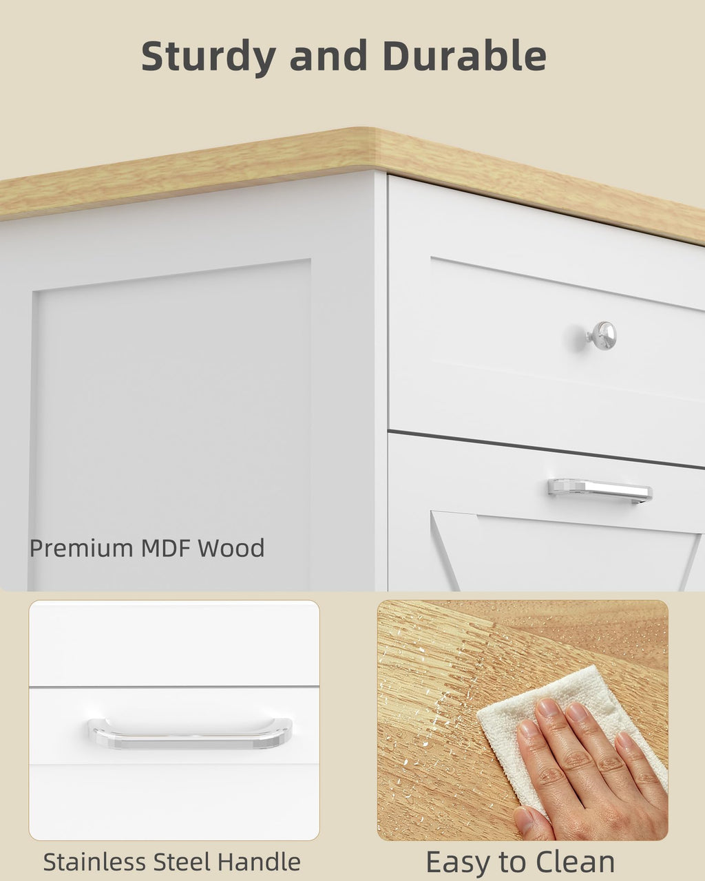 2x10 Gallon Tilt Out Trash Cabinet with Hideaway Drawers, White H198188