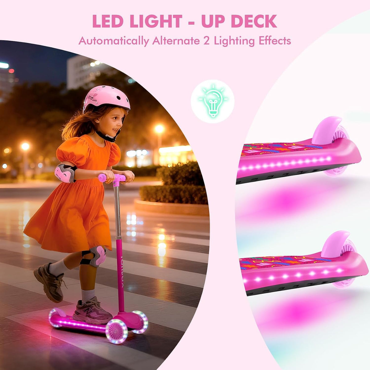 Kids 3-Wheel Scooter with Light-Up Deck and Wheels G272