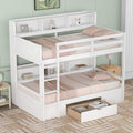 Twin Over Twin Wooden Bunk Bed with Shelves and Storage Drawer G840