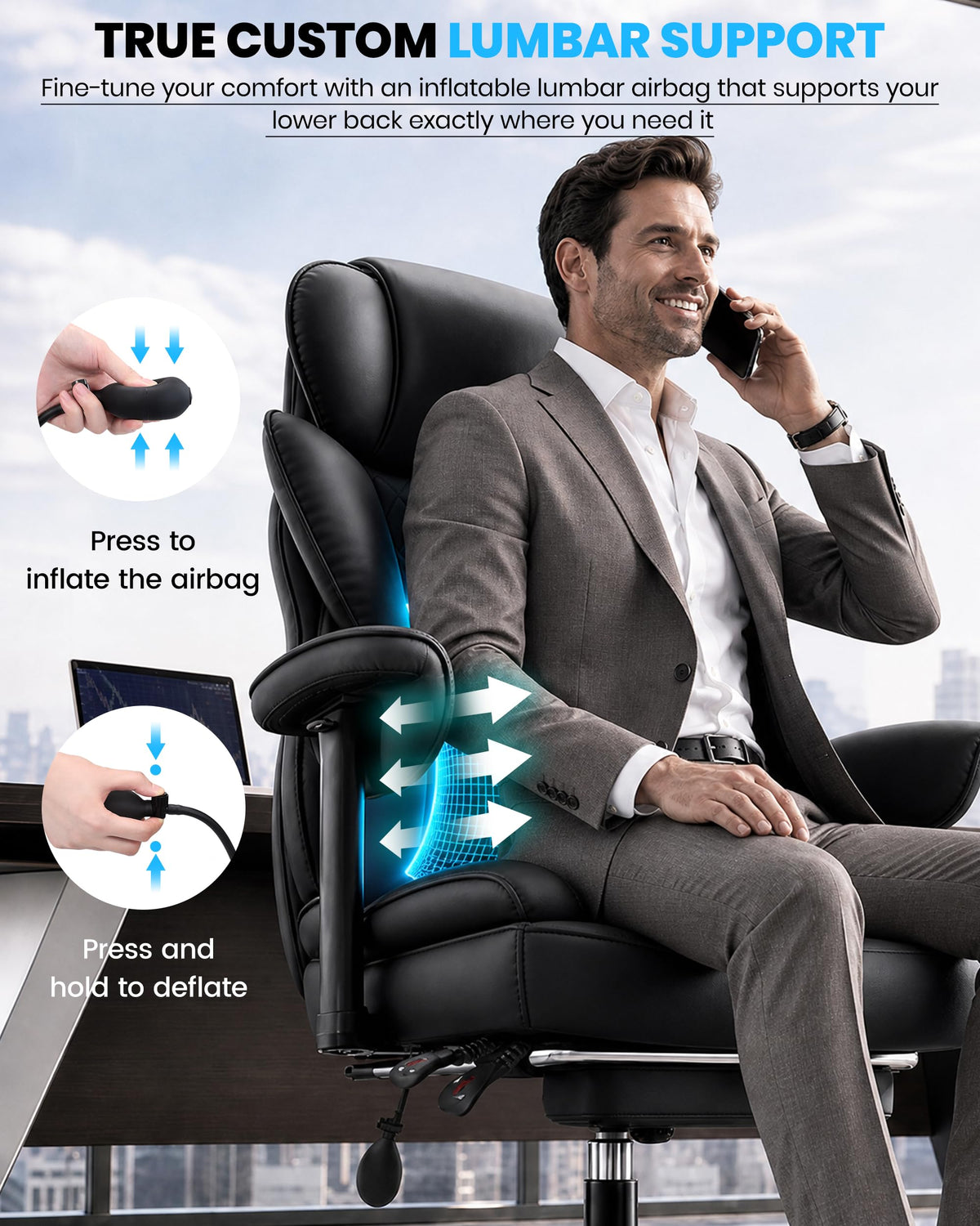 Office Chair with Adjustable Lumbar Support W7760
