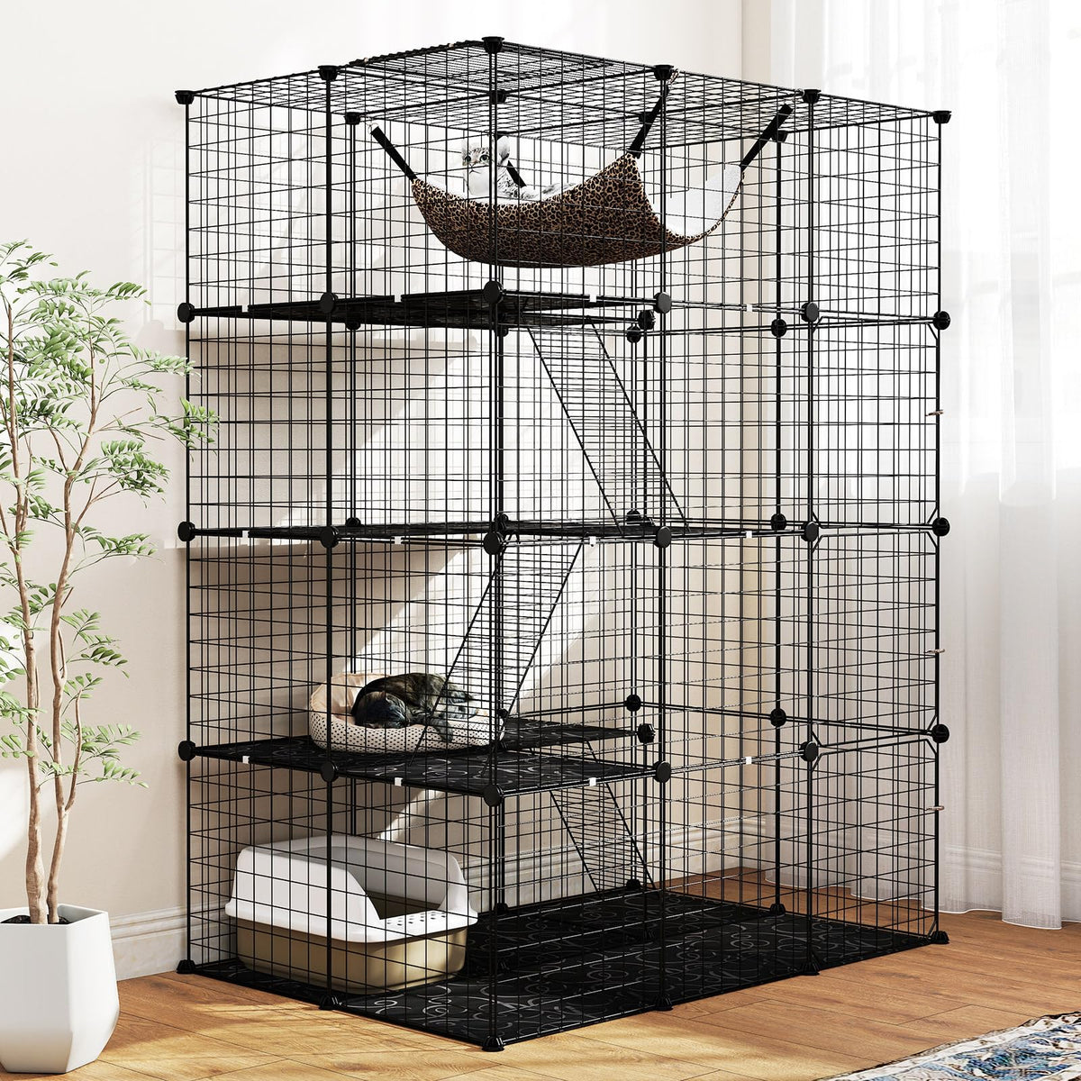 56" 4-Tier Cat Enclosure with Skylight H92825