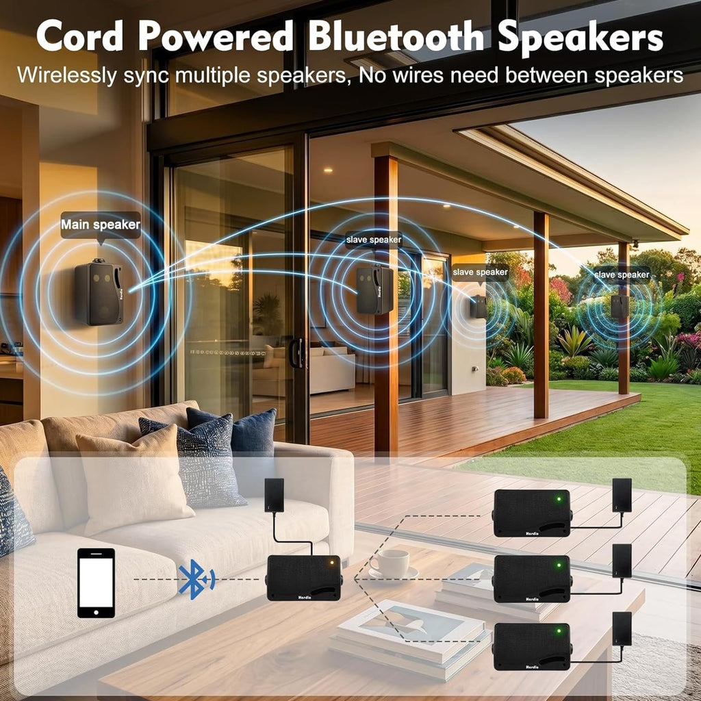 3.5" 200W Outdoor Bluetooth Speakers, IP44 Waterproof, Black, 2-Pack B69644