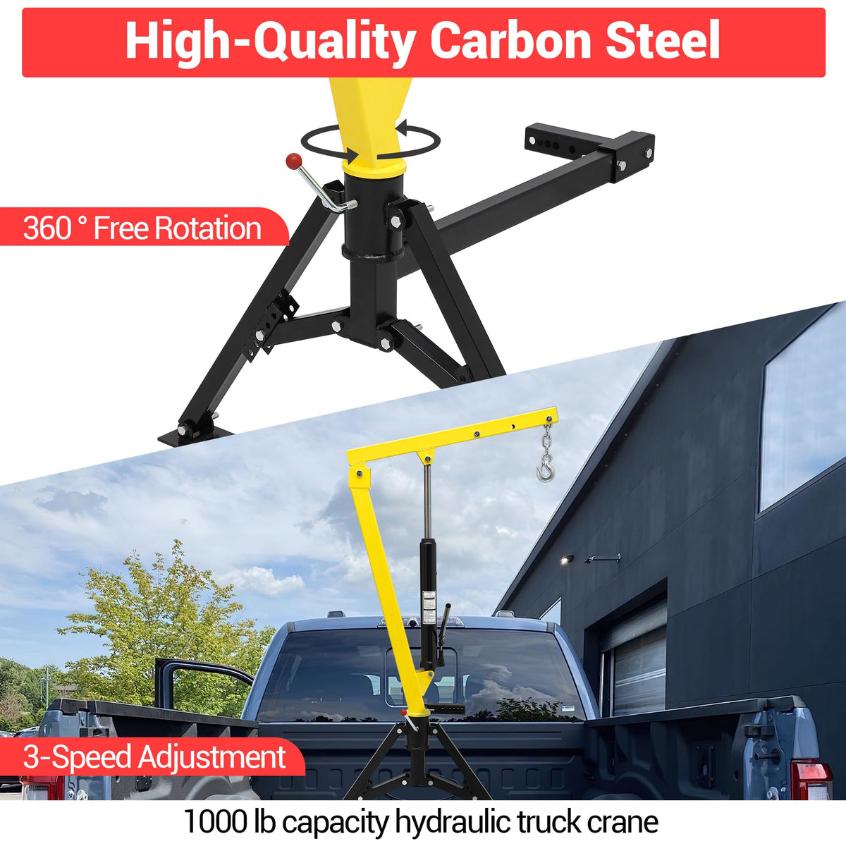 1000 lbs 360° Swivel Hydraulic Pickup Truck Crane A692219