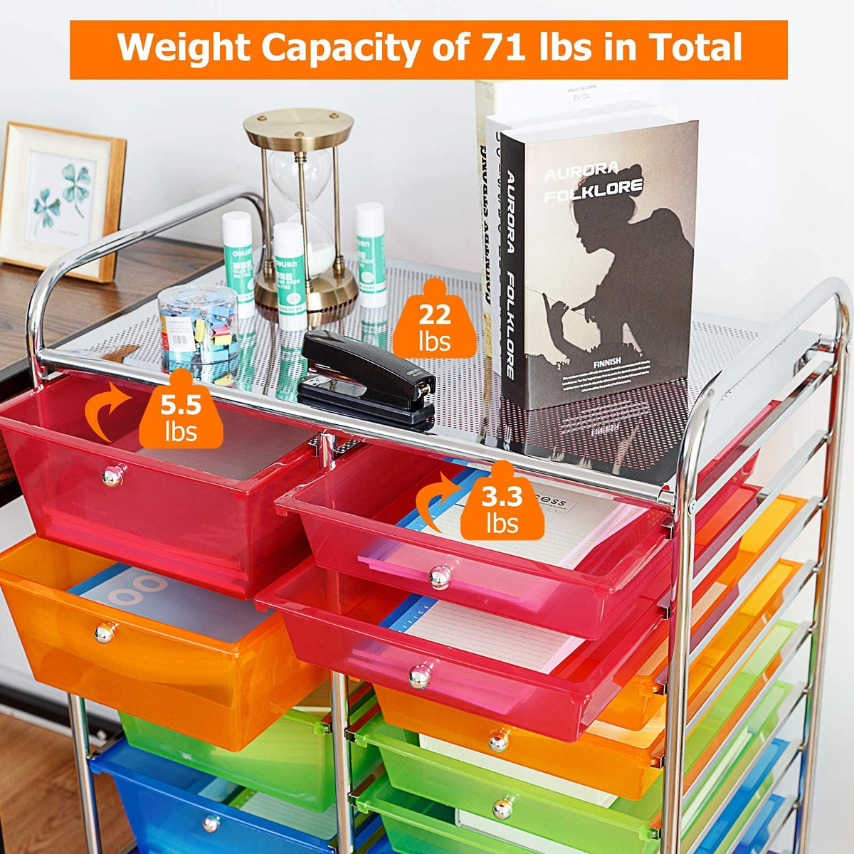 15 Drawer Rolling Storage Cart with Wheels E106