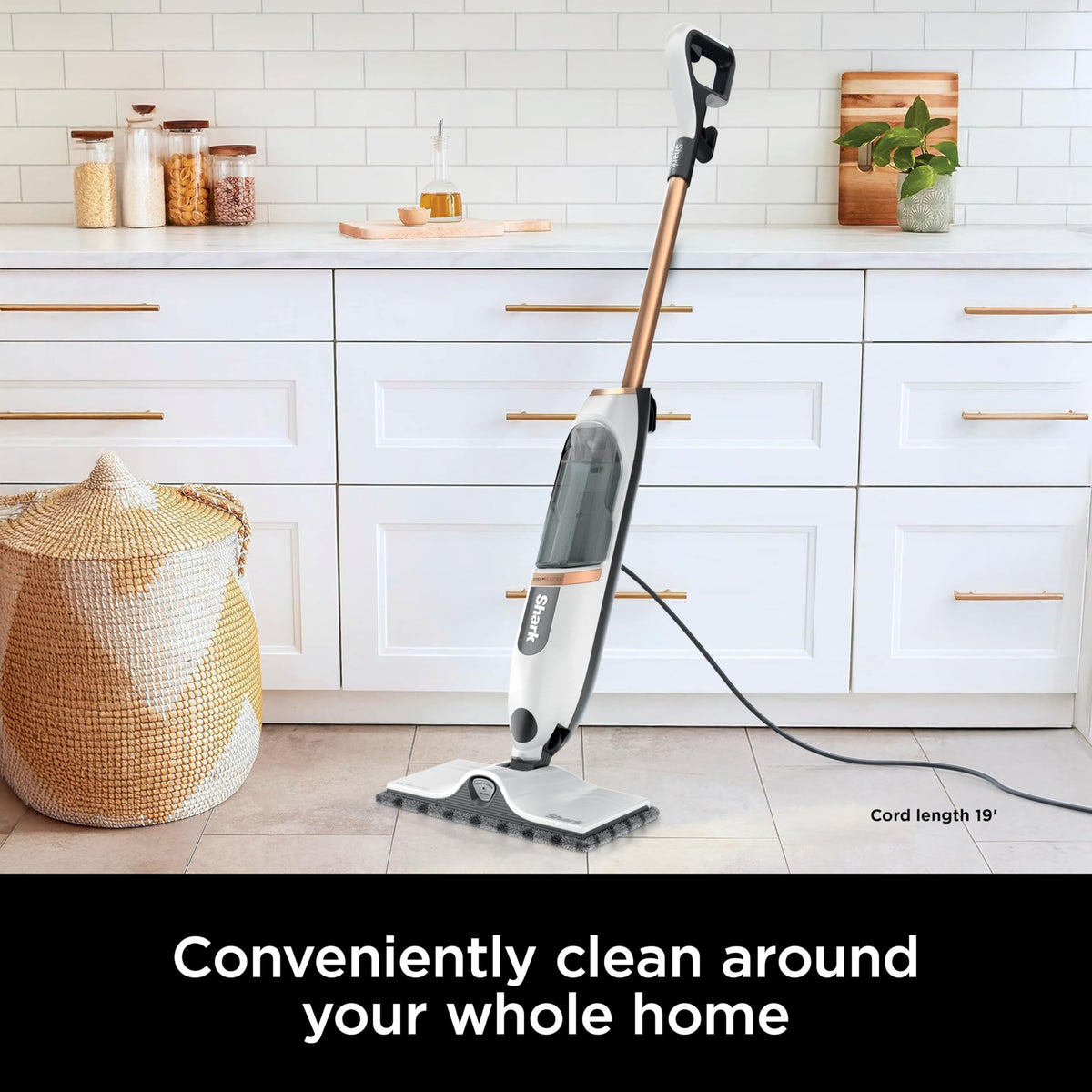 Steam Mop with 3 Steam Modes, 2 Washable Pads I319