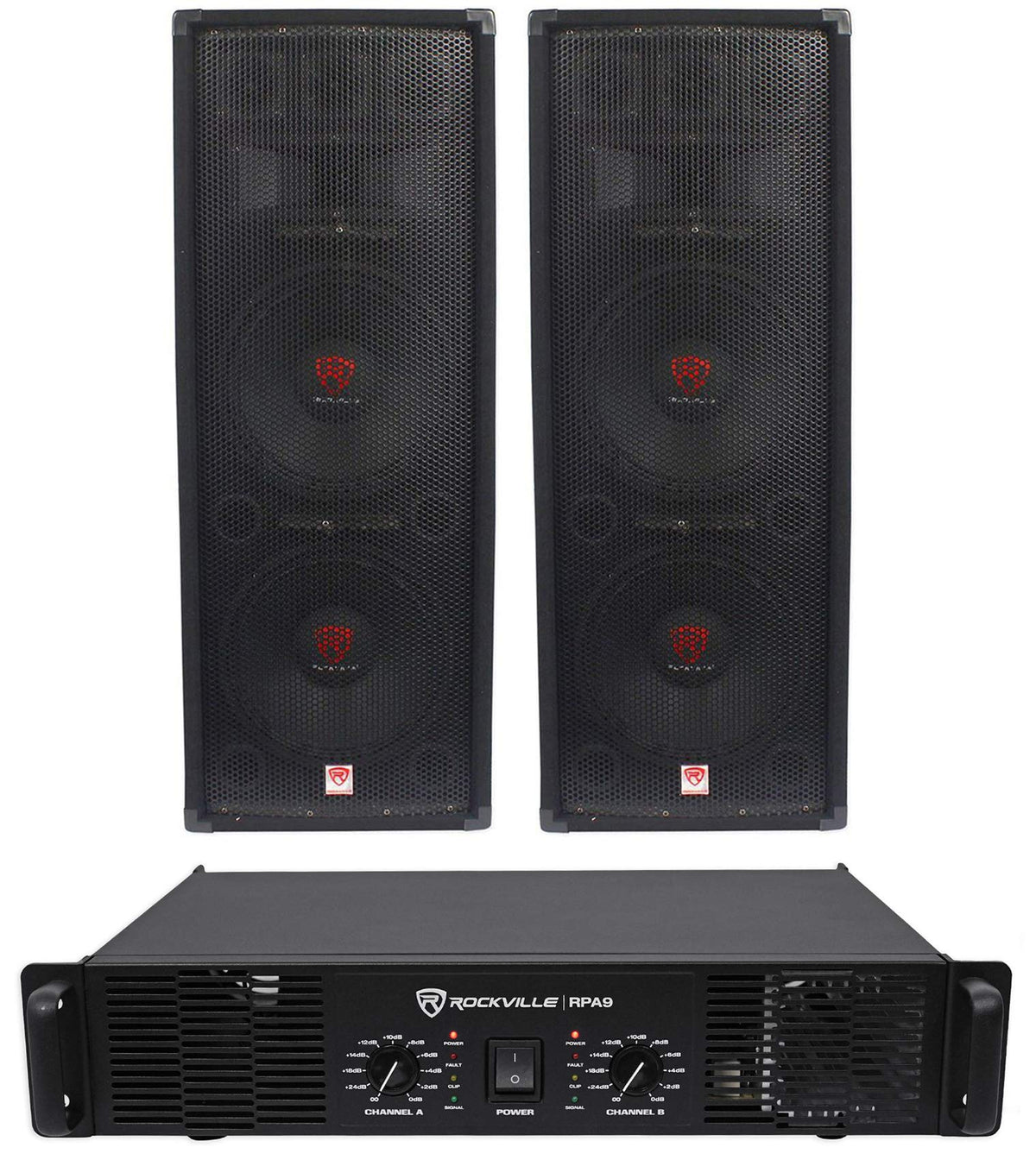 12" 2000W DJ PA Speaker Pair with Amplifier P74981