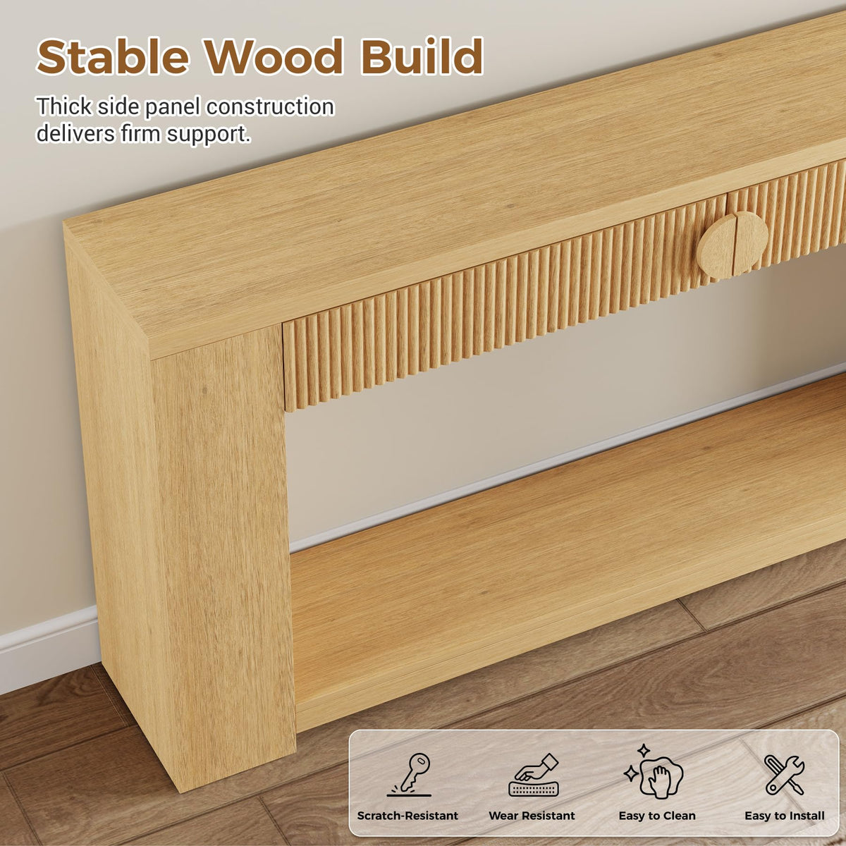 Oak Console Table with Storage Drawers P725