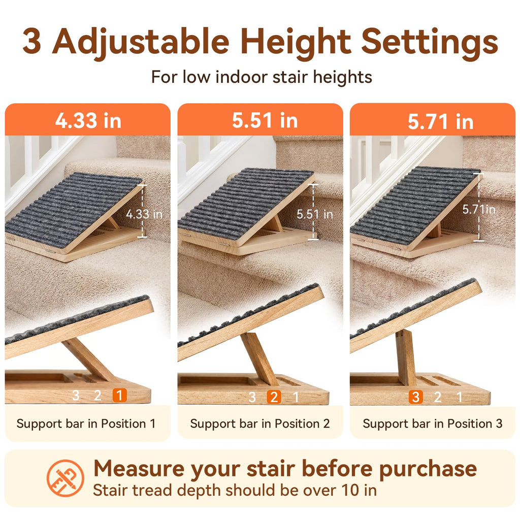 Adjustable Non-Slip Wooden Dog Ramp P314
