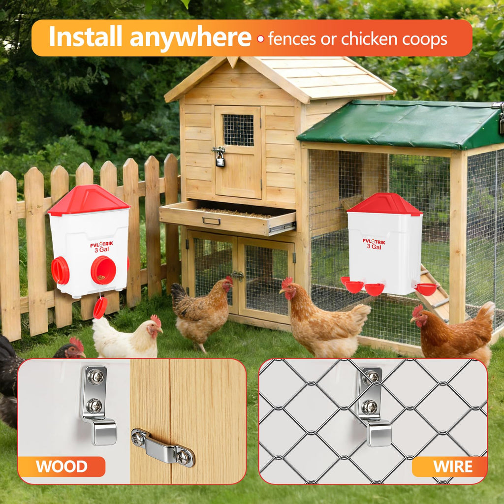 3 Gallon Chicken Waterer and Feeder Set V33390