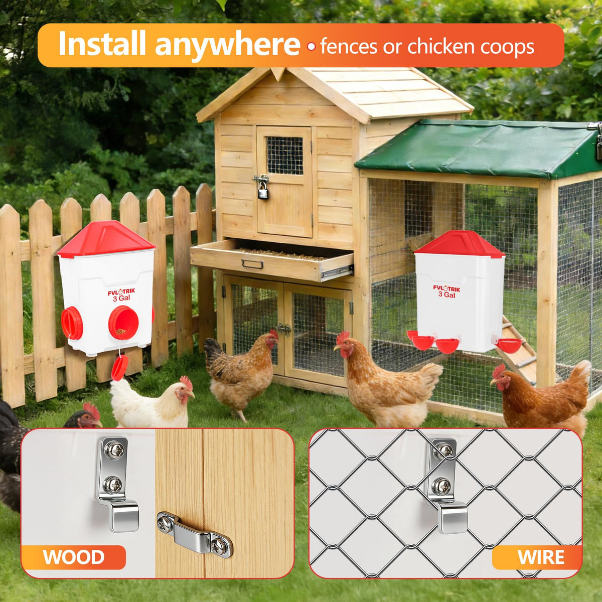 3 Gallon Chicken Waterer and Feeder Set V33390