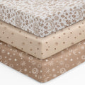 28x52x8in Fitted Crib Sheet 3 Pack Microfiber White Brown E502