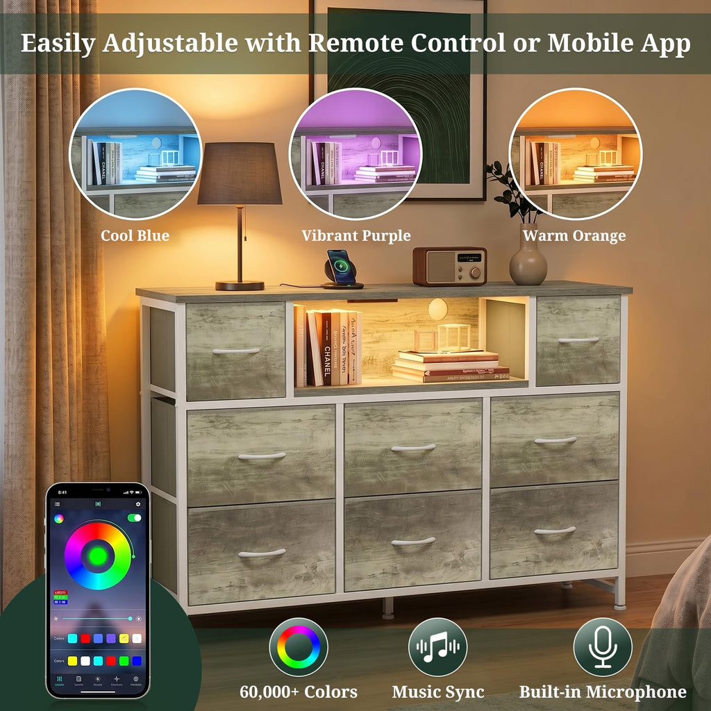 8 Drawer TV Stand with Charging Station F71389