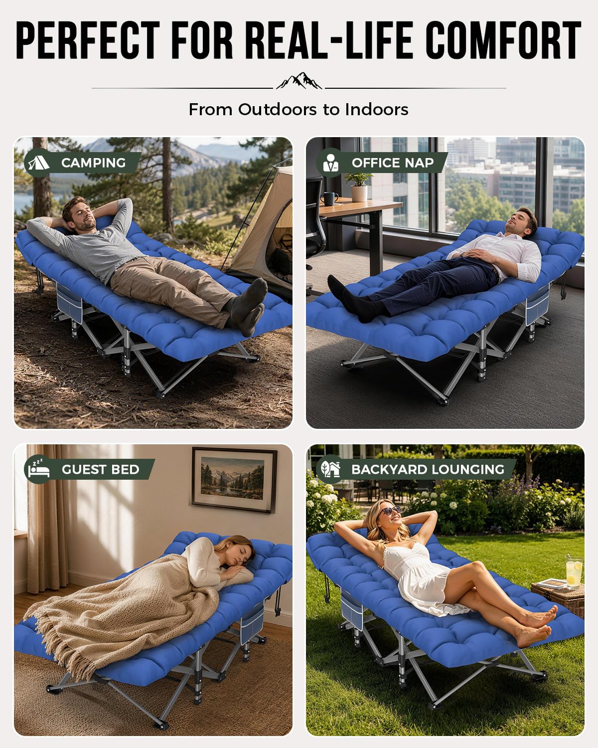 32in XXL Folding Camping Cot with Mattress O89819