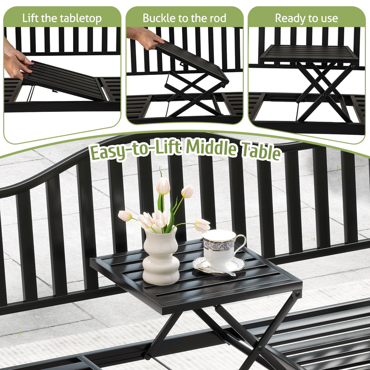 60” Metal Outdoor Garden Park Bench E95189